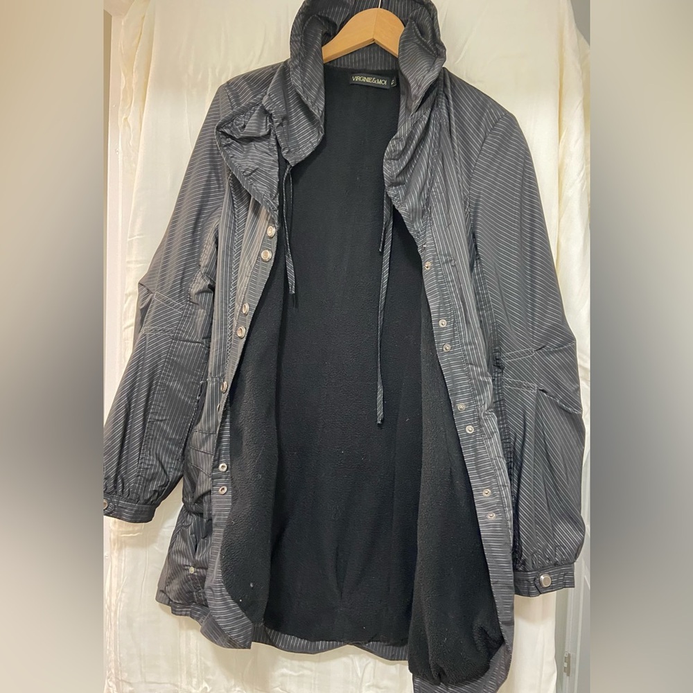 VIRGINIE & MOI Gray Striped Trench Coat Size M